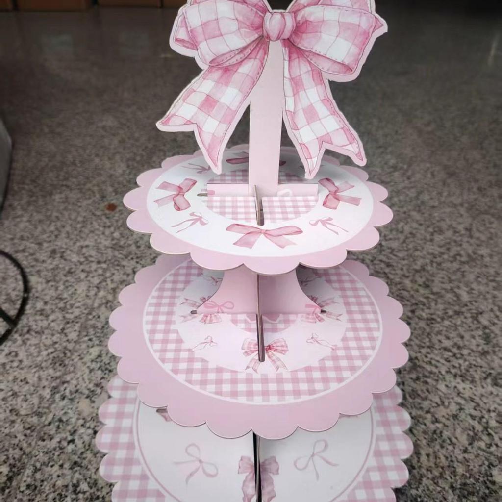 Pink Ballet Bow Children's Birthday Party Disposable Tableware Set