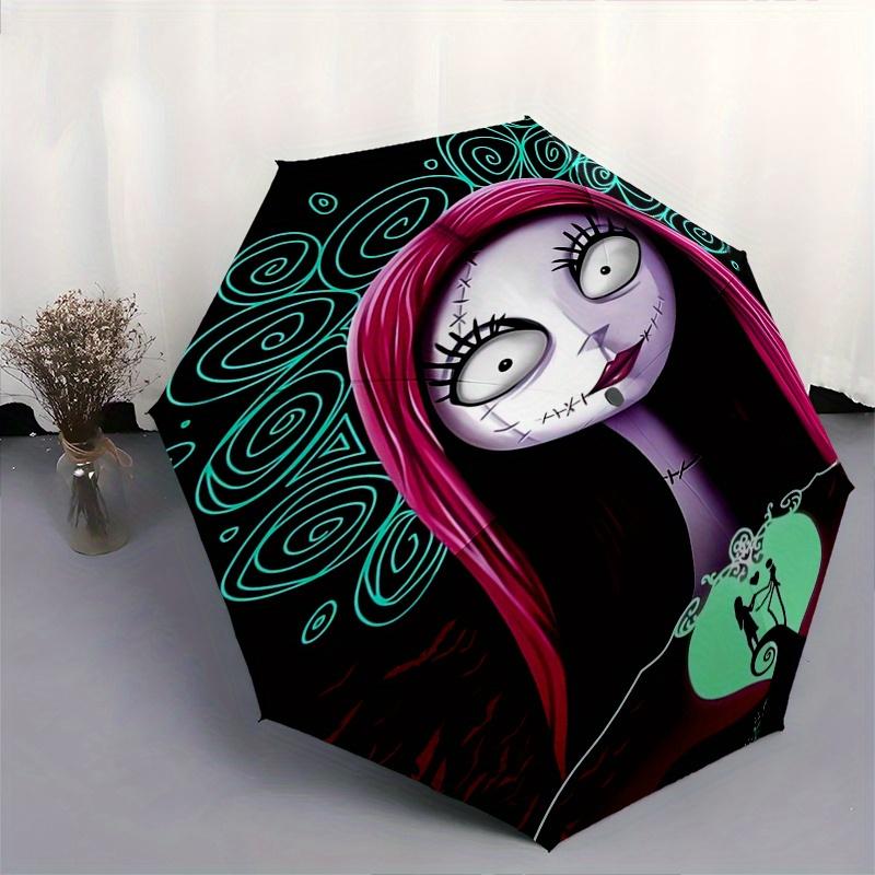 Sally, Nightmare Before Christmas Automatic Opening and Closing Umbrella - 8 Ribs Portable Folding Umbrella with Plastic Handle, Suitable fo