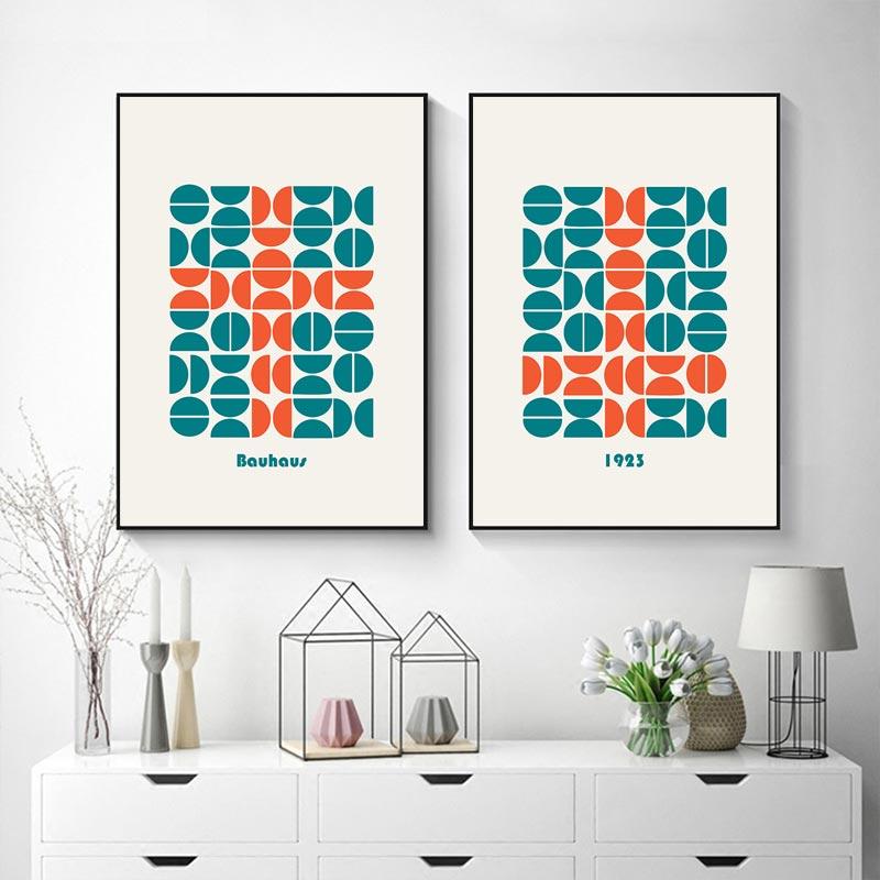Bauhaus Abstract Minimalist Geometric Poster Vintage Color Block Canvas Paintings Wall Art Print Picture Living Room Home Decor