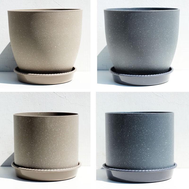 Round Plastic Garden Pot with Drainage & Tray (4-Pack)