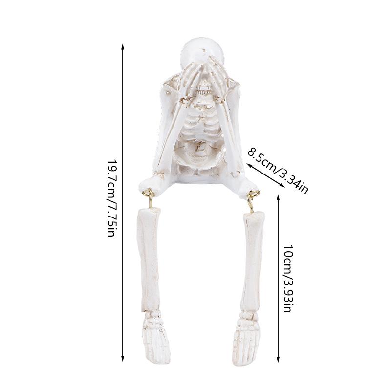 Resin Skeleton Decorations Realistic Skull Figurines for Halloween Party Home Table Decor Ornaments Haunted House Horror Props