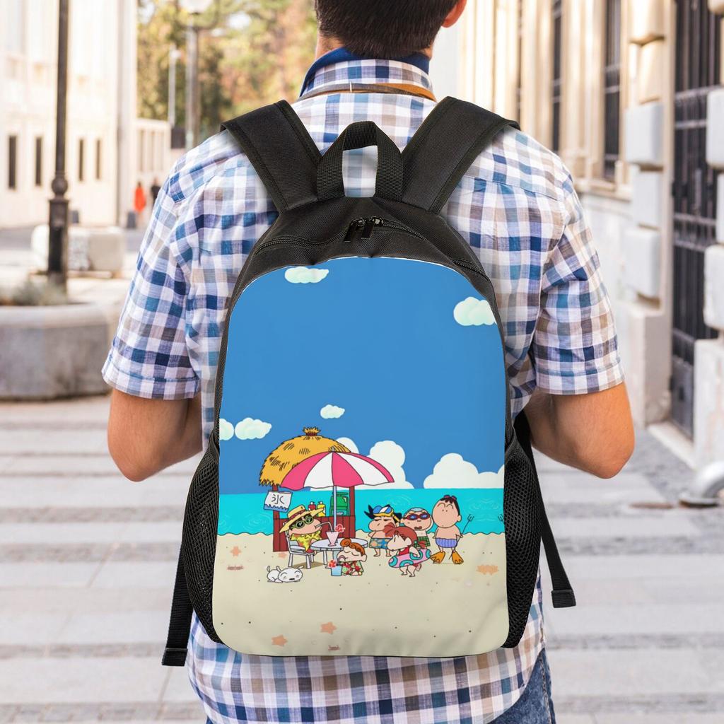 Custom Crayons Shins Chans Backpack Men Women Basic Bookbag for School College Cartoon Bags