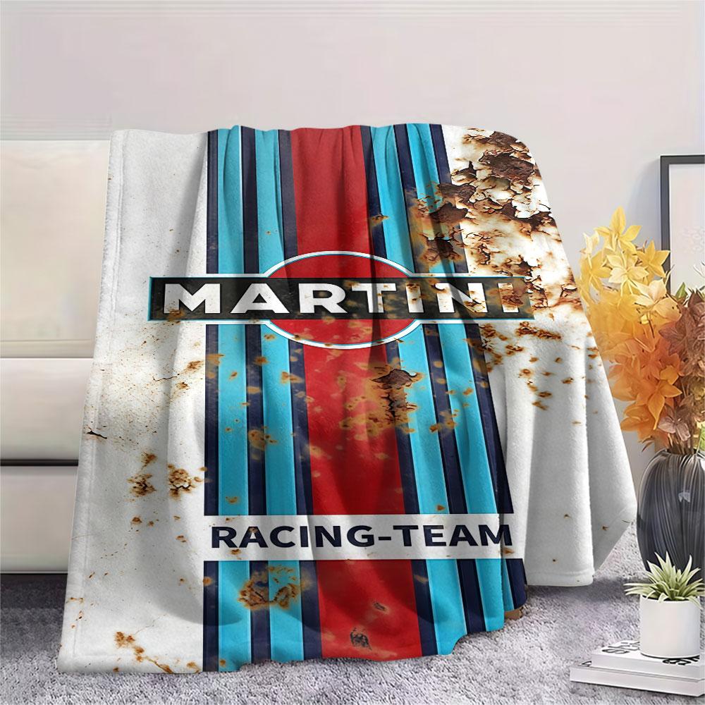 1PC Martini Racing Patterned Flannel Blanket Suitable For All Seasons for Home Decor Warmth and Comfort Gifts Holiday Present