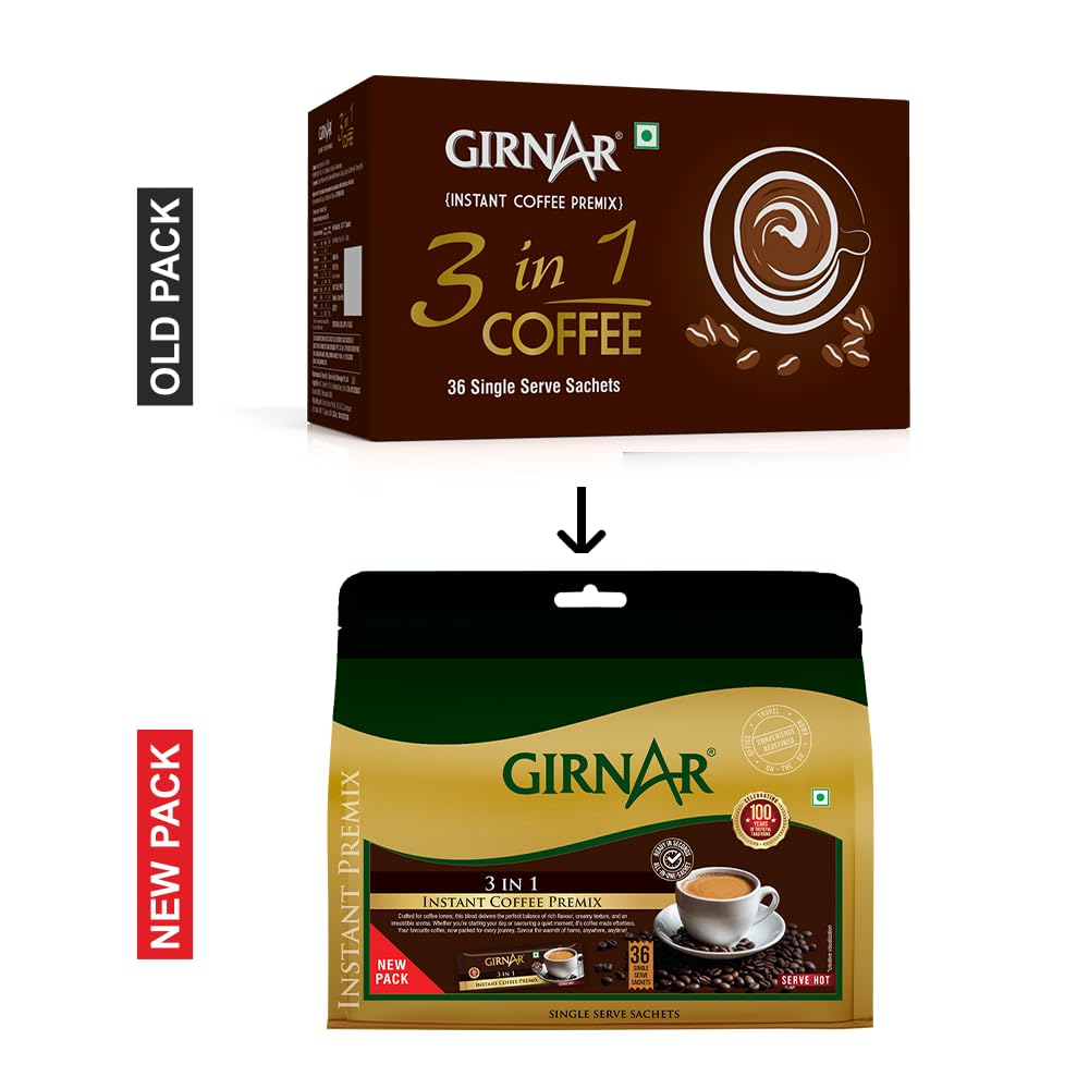 Girnar Instant-Vormischung 3 in 1 Kaffee 36 Beutel 504g Einfaches Einzelportionen-Heißgetränk