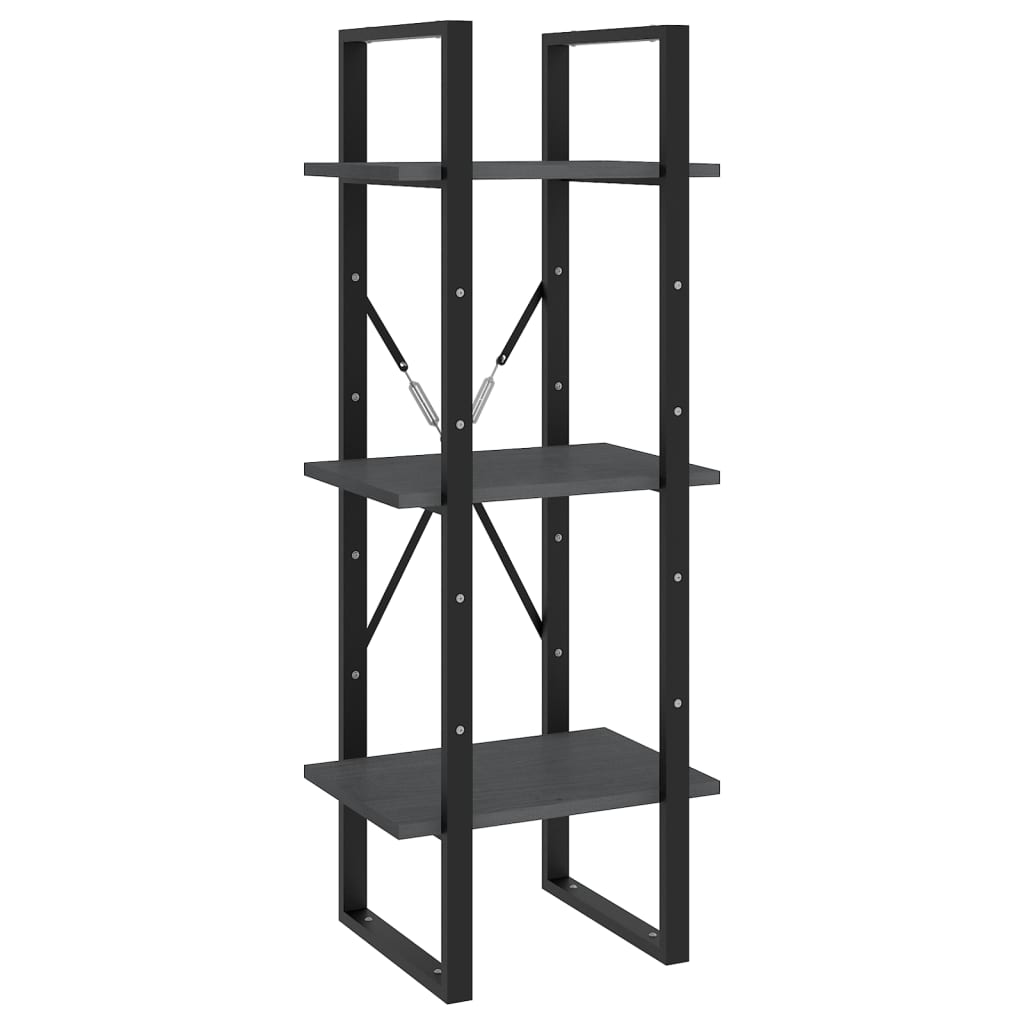 5 Shelf Bookshelf Grey 40 x 30 x 175 cm Solid Pine Wood