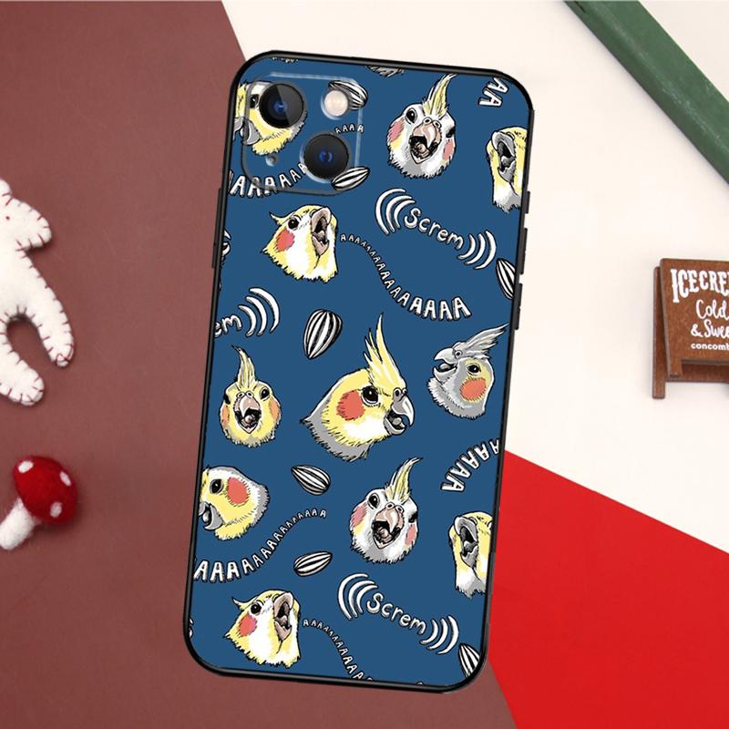 Cartoon Cockatiel Collage Case For iPhone 13 Pro Max 16 15 11 12 14 17 Pro Max mini 15 16 Plus 16e 17 Air Back Cover