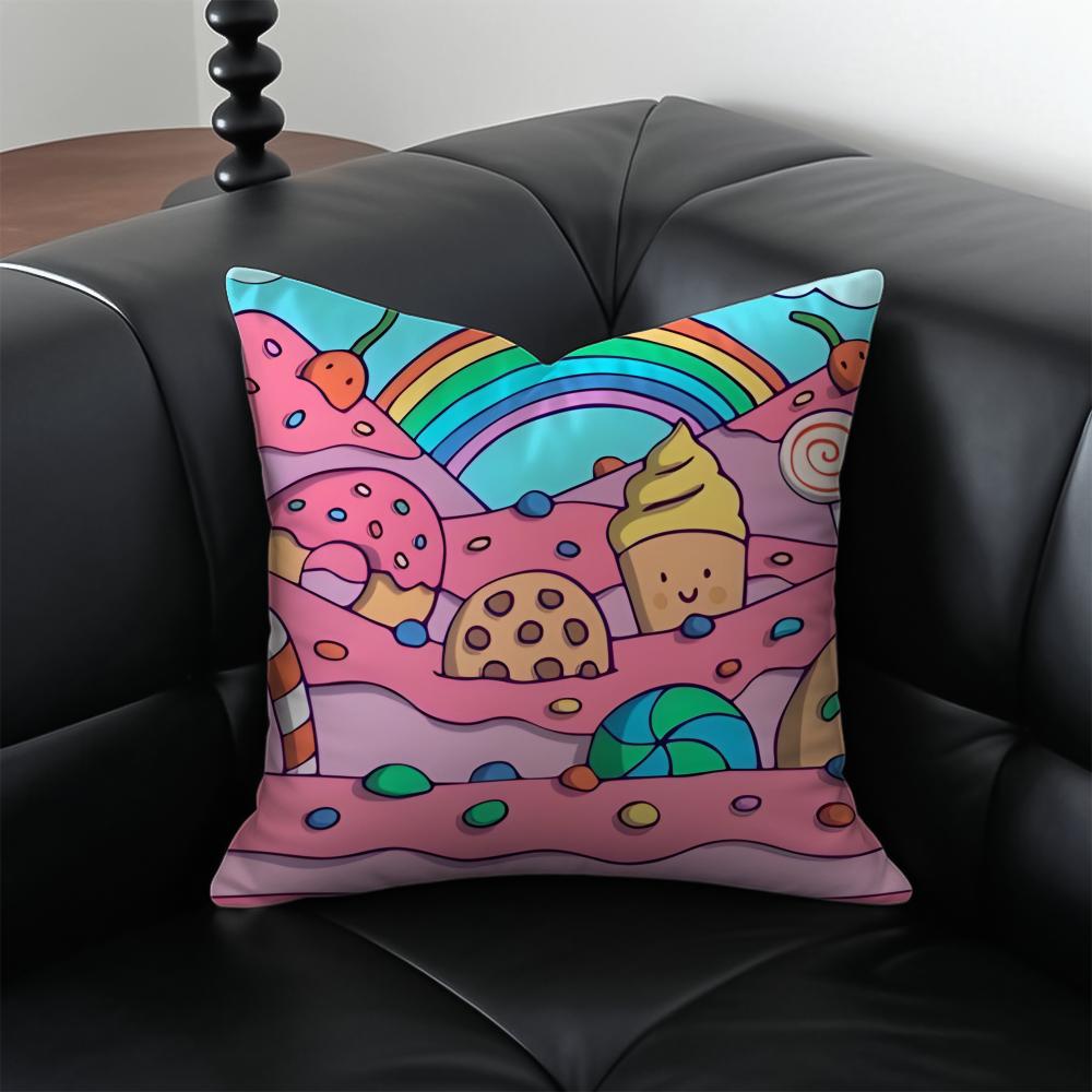 Sweet Candy Pillow Girly Cushion Cover Pillow Case Anti-Dustmite Invisible Zipper Silky Plush Cushion