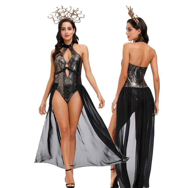 Medusa Costume - Snake-Haired Gorgon Role-Play Outfit for Halloween and Stage Performance.