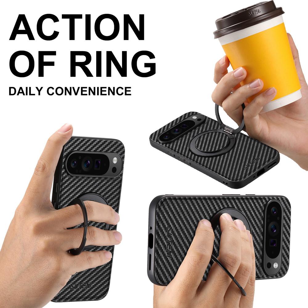 Magnetic Stand Holder Phone Case For Google Pixel 9 8 Pro XL 8A 9Pro For Magsafe 360 Ring Bracket Shockproof Armor Hard Cover