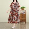 DIMANAF 2025 Plus Size Summer Dress Women Vintage Long Casual Dress New Floral Printing Loose Shirt Dress Maxi