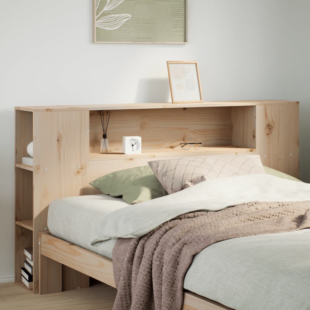 vidaXL Kopfteil mit Stauraum 135 cm Massivholz Kiefer braun