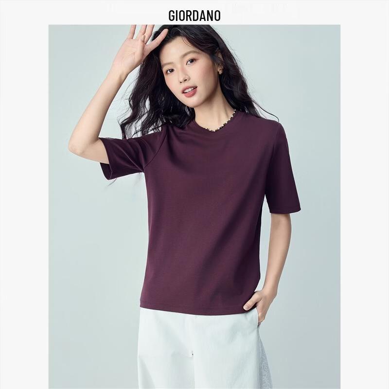 

Giordano Women s Pure Cotton Solid Color Round Neck T-Shirt M