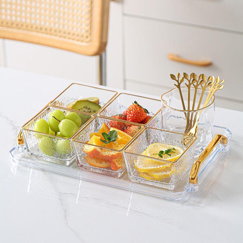 Luxury Glass Snack and Candy Serving Dish Five-Compartment