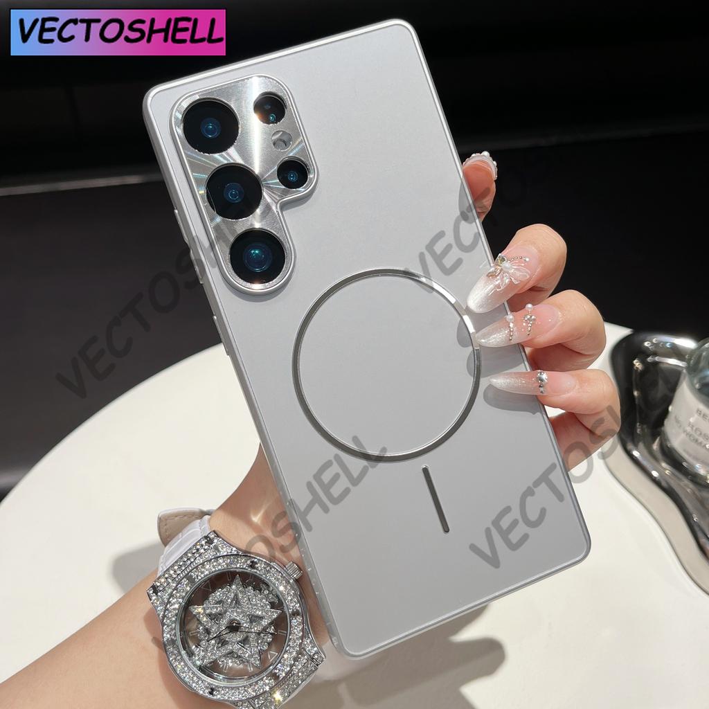 Fashion Plating Cases For Samsung Galaxy S25 Ultra S24 Plus Wireless Charging Magnet Cover For Samsung S23 Ultra Luxury Shell