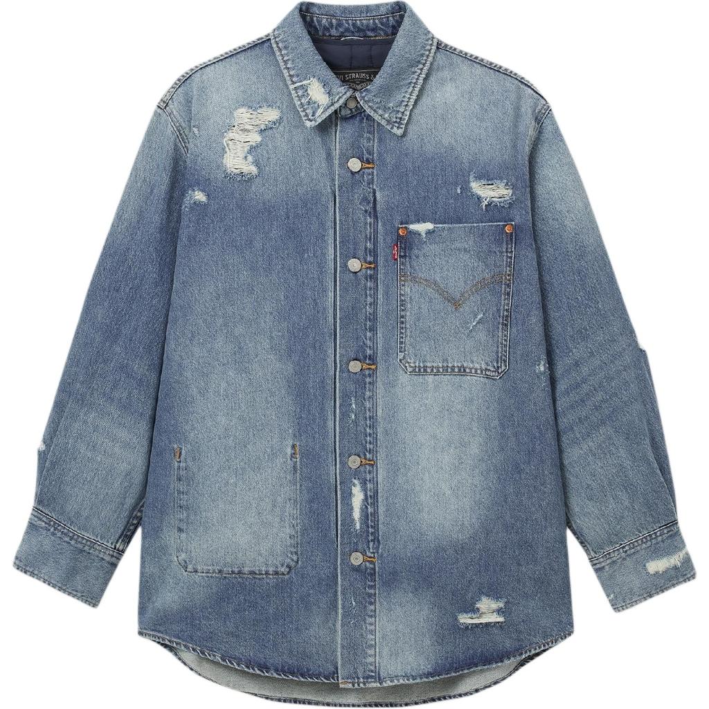Levis Ripped Casual Comfortable Loose Denim Jacket Men Jackets Denim-Blue 0017L-0000