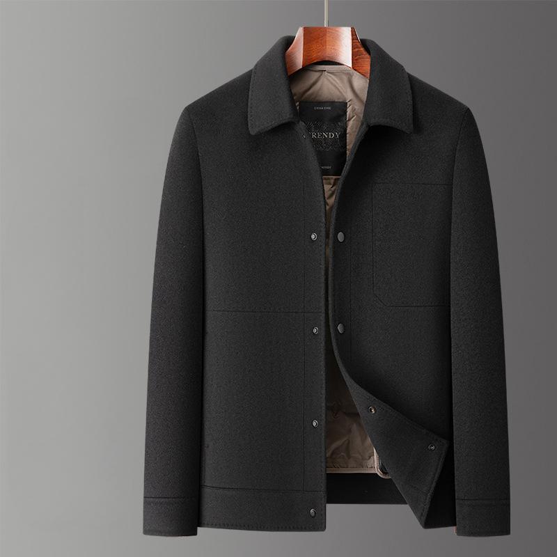 Double-sided woolen woolen coat men's removable down lining jacket winter thickened business casual short lapel