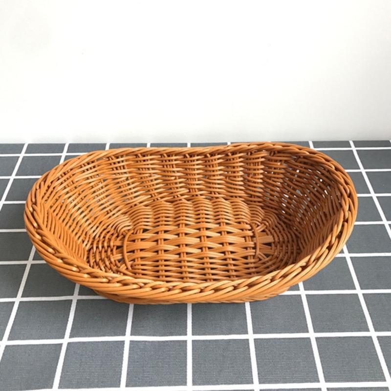 Imitation Rattan Woven Bread Basket Wicker Fruit Baskets for Food Serving Display Vegetables Home Kitchen Restaurant