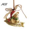Seasonal Branch Decorations Christmas Resin Animal Ornament, Vintage Hanging Decor with Ribbon, Cute Bow Tree Ornaments Dog Santa Bear Patterns