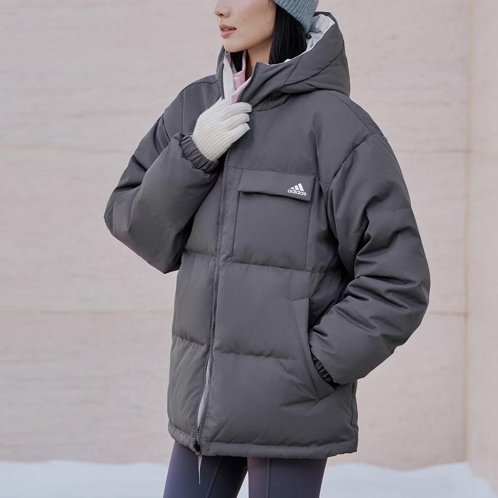 Adidas Down Jacket Reversible Solid Color Zipper Long Sleeve Puffer Coat Unisex Jackets KQ5543