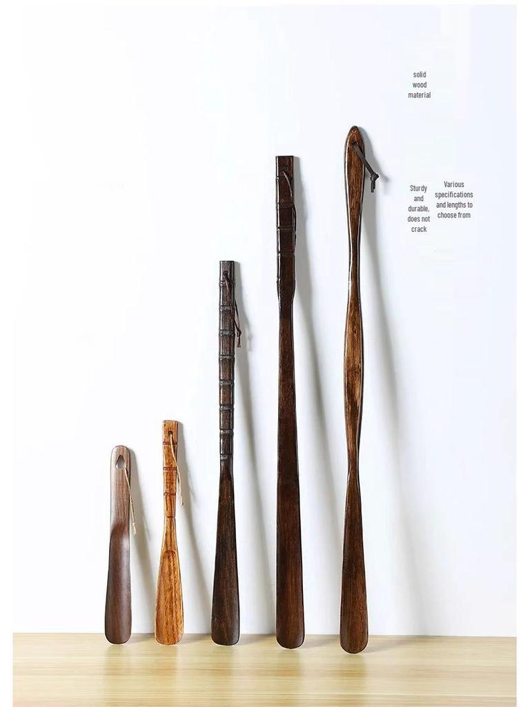 Solid Wood Extended Handle Shoehorn for Pregnant Women & Elderly – Easy Shoe Access