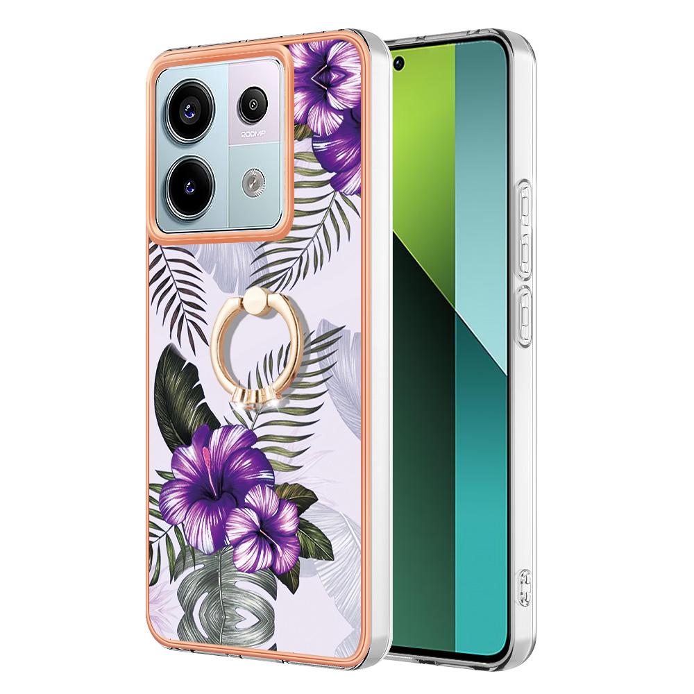 For Xiaomi Redmi Note 13 Pro 5G/Poco X6 5G Case with Ring Kickstand IMD Marble Pattern TPU Back Cover