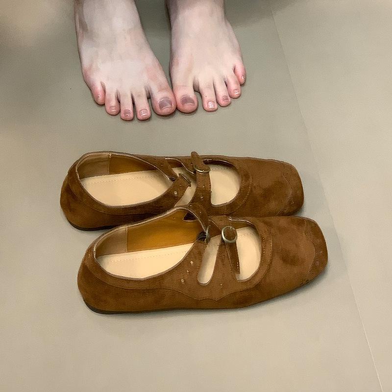 French Square Toe Flat Single Shoes Women's Autumn Vintage Soft-soled Mary Jane Shoes Shallow Commuter Women's Shoes
