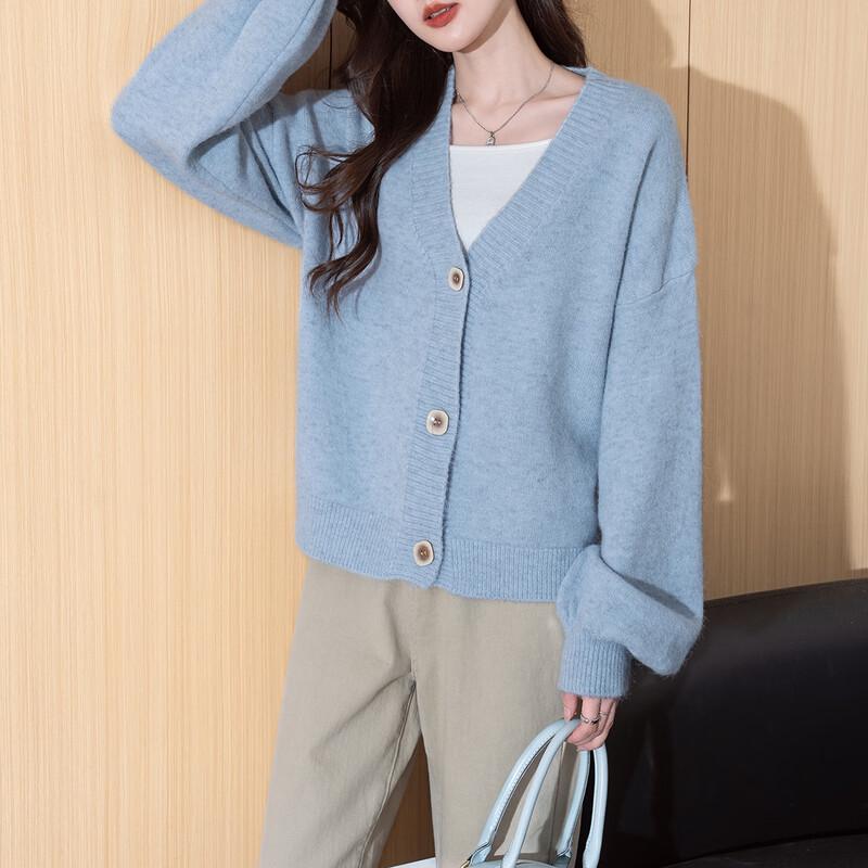 TonLion Women's Simple Versatile V-Neck Cardigan