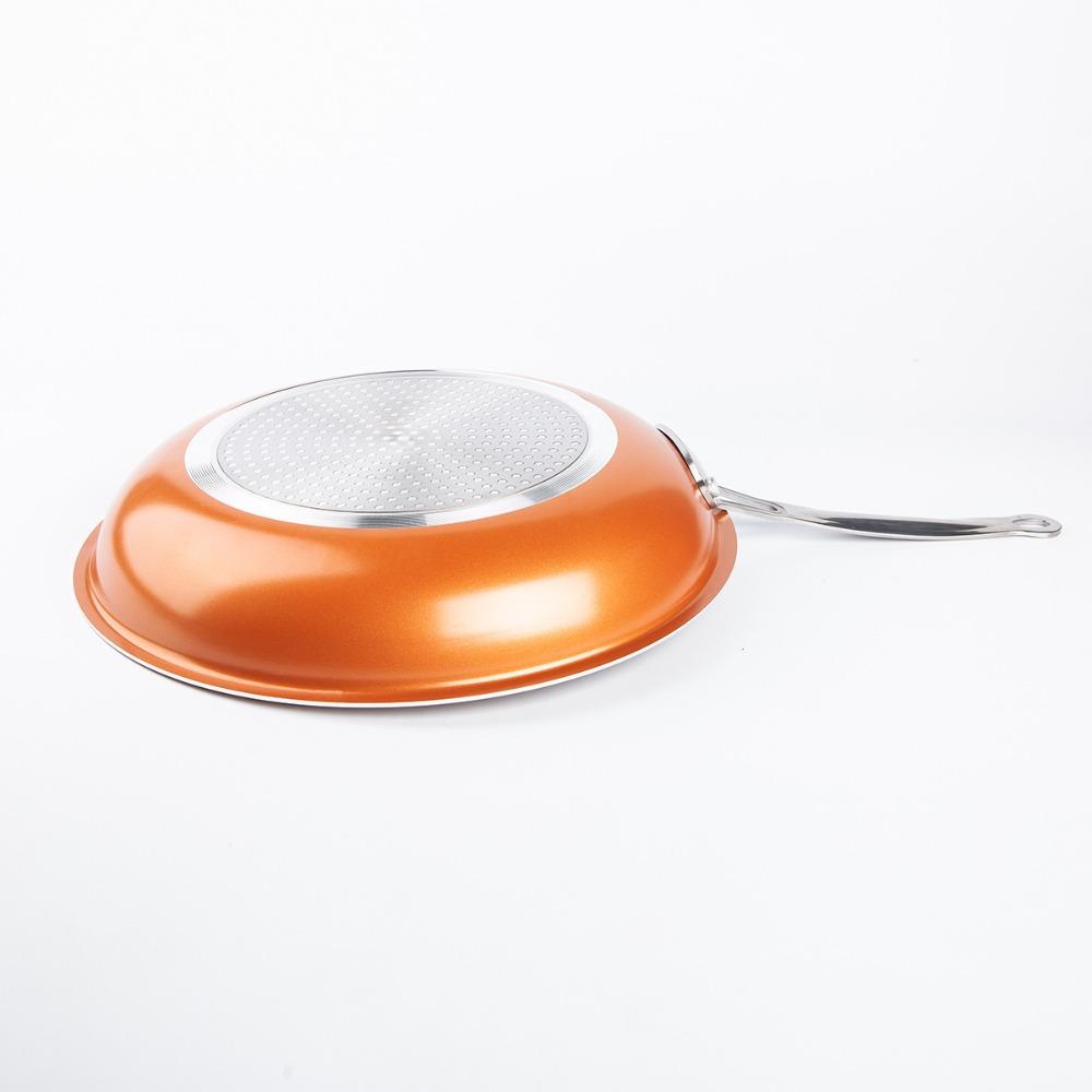 Saucepan Non Stick Skillet Round Copper Color Frying Pan Kitchen for Frying Eggs Steaks Family Restaurant Use Kitchen Cookware
