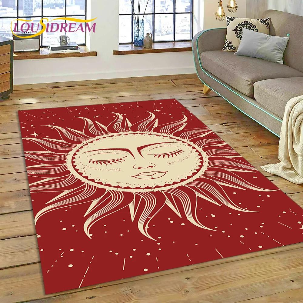 Sun Moon Mandala Magic Witchcraft Tarot Carpet Rug for Home Living Room Bedroom Sofa Doormat Decor,Area Rug Non-slip Floor Mat