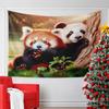 Red Panda and Giant Panda by Tree Pattern Wall Hanging Tapestry Decorative Tapestry Home Decor for Bedroom and Living Room