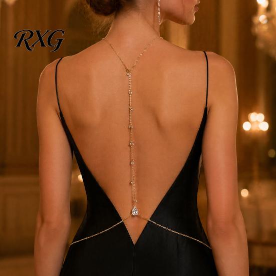 Adjustable Body Chain Rhinestone Waterdrop Back Chain, Bridal Wedding Backless Dress Backdrop Thin Waist Necklace, Sexy Jewelry for Women