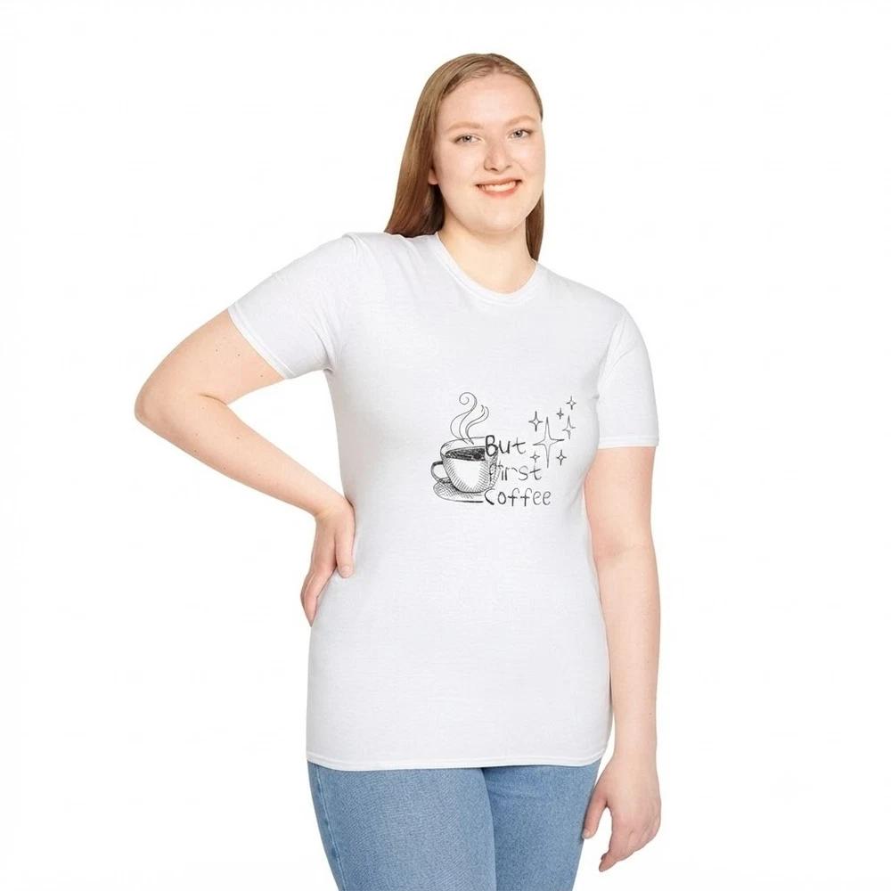 But First Coffee Minimal Coffee Cup Gift For Friends White TShirt S