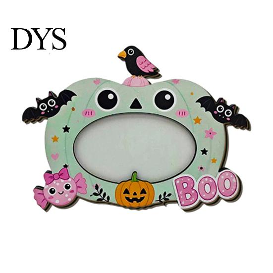 Halloween Picture Frame Wooden Photo Frame, Pumpkin Ghost Cat Cutout Holiday Portrait Holder, Double-sided Tabletop Decor for Home Party Indoor Table