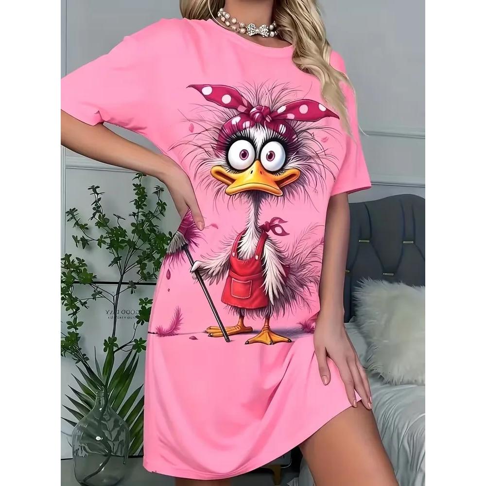 Fashion Versatile Comfort Animal Print Dress Casual Breathable Crew Neck Casual Dresses