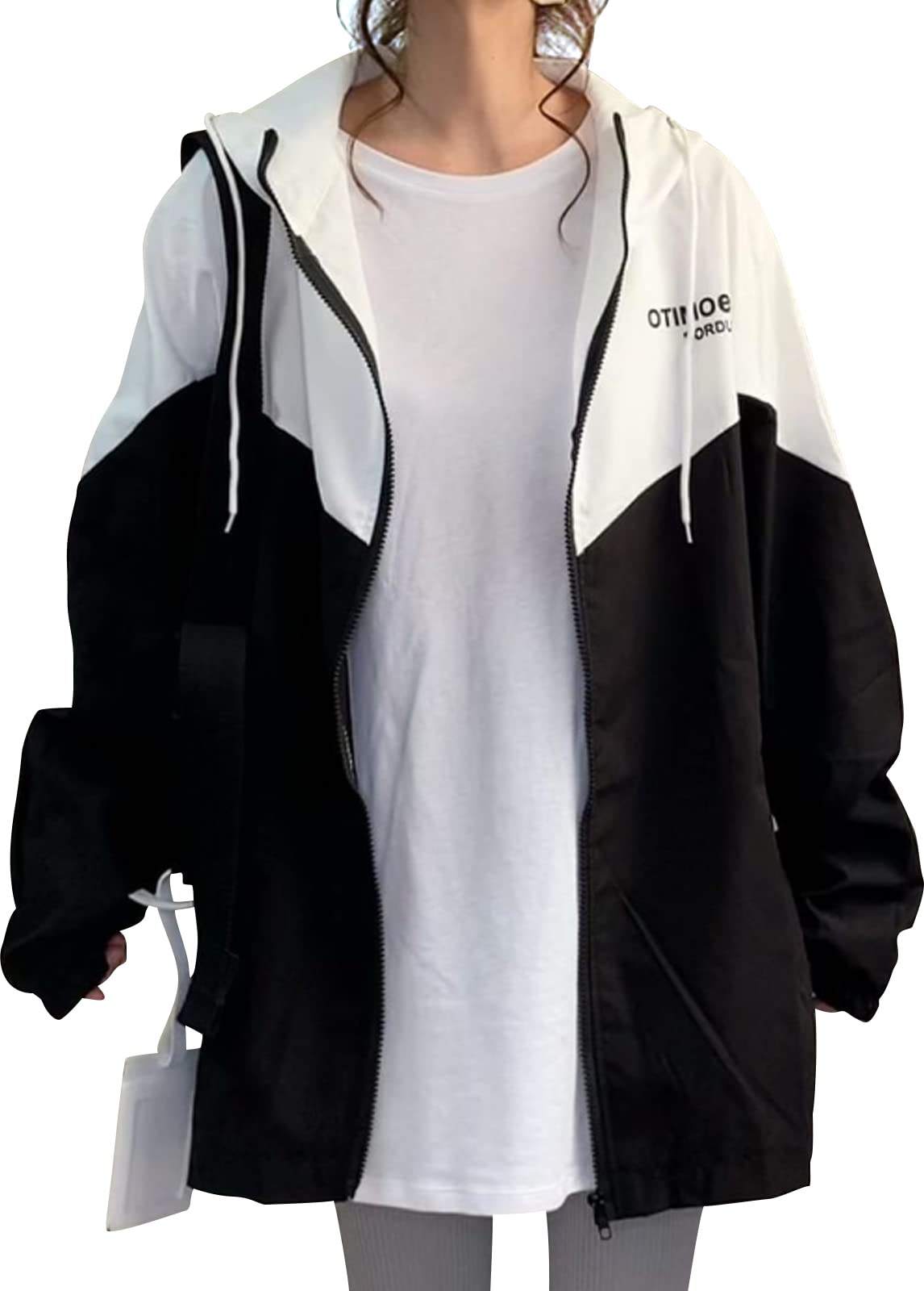 

Новый Нейлоновый Блузон-Джемпер с Переключением Цветовой Схемы, Спортивный, Уличный, на Молнии, с Капюшоном, Рабочая и Повседневная Одежда, Застежка спереди, Стиль Харадзюку, Тонкое Пальто чёрный