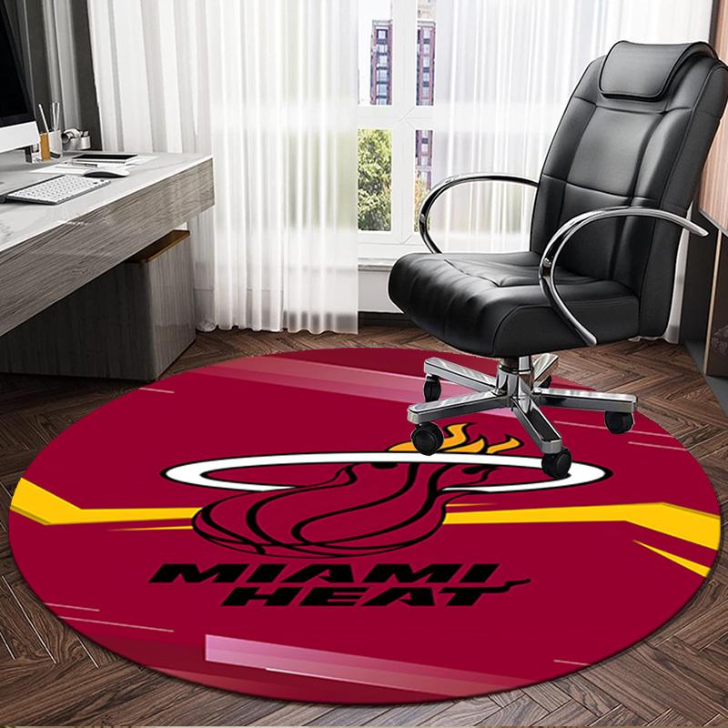 Heat Miami Team Spirit Round Rug for Livingroom,Bedroom, Palyroom, Chair Rug, Area rug, Circle Carpet, Large Size Fan Christmas gift