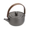 Portable Outdoor Black & Grey Teapot: Creative Gongfu Tea Ceremony Kettle with 304 Stainless Steel & Wood