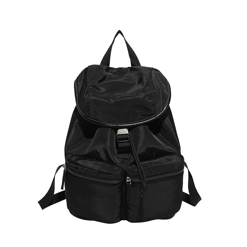Solid color casual backpack daily commuter nylon backpack women s light casual schoolbag чёрный