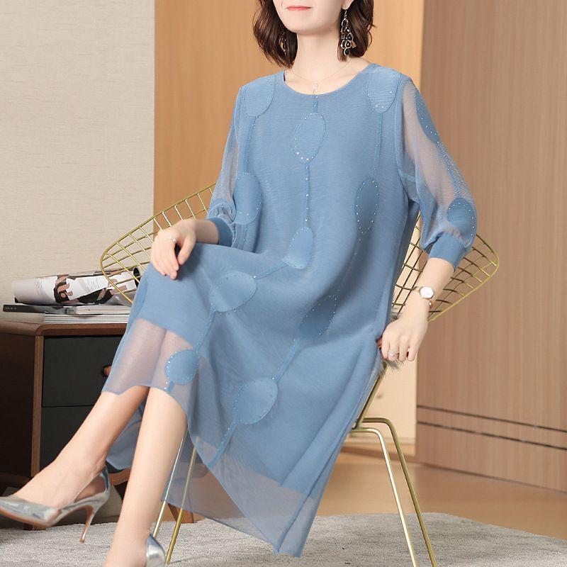 

Европейская станция Летнее плиссированное свободное платье больших размеров для дам Light Blue Free size (45.00 kg-75.00 kg is OK)