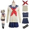 Anime My Hero Academia Himiko Toga Cosplay Kostým JK Uniforma Sukně Svetr Kabát Paruka Středoškolské Dívky Šaty Halloween Párty