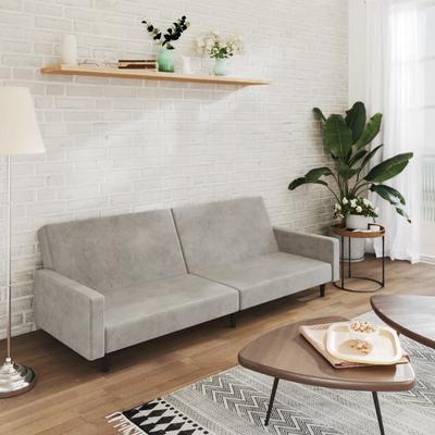 Vidaxl 2-Seater Sofa, Light Gray, Upholstered In Velvet