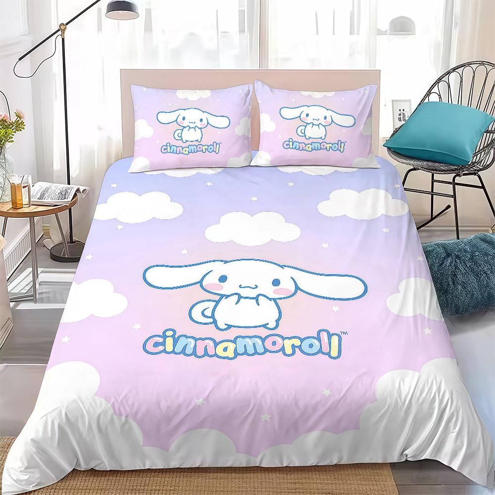 C-Cinnamoroll Cute Cartoon Duvet Cover Set Home Style Bedding Soft Laundry Cotton Bed 3 Piece Set Student Dormitory Gift