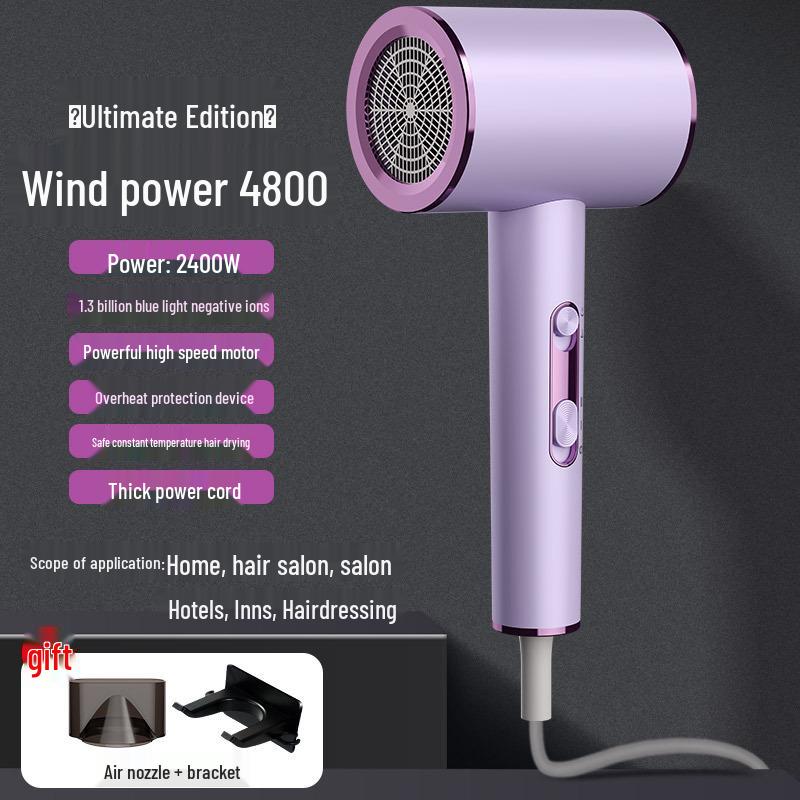 High Power Blue Light Negative Ion Hair Dryer with Strong Wind