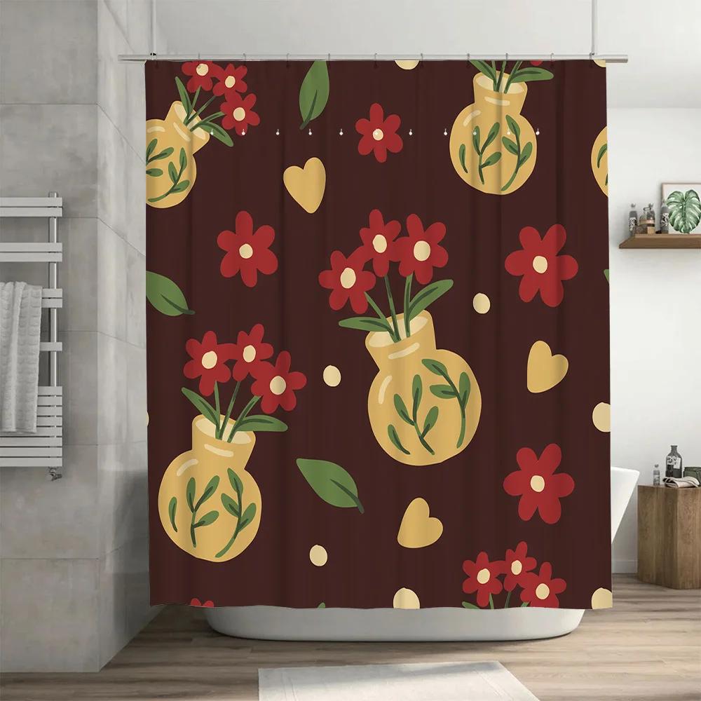 Waterproof Fabric Shower Curtain with Cartoon Print Decorative for Bathroom