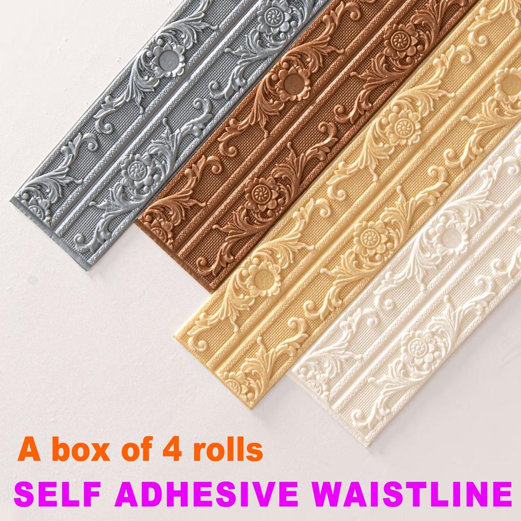 1PC 2.3m/90.55inch 3D Wall Trim Line Skirting Border Self Adhesive Waterproof Baseboard Wallpaper Wall Sticker For Room Home Dec