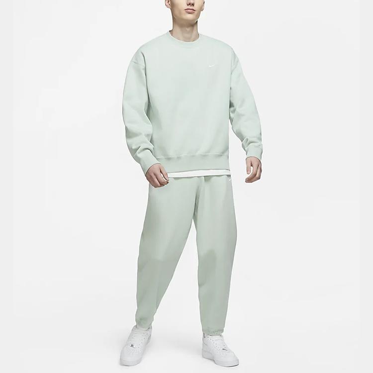 Nike Solid Round Neck Long Sleeve Pullover Sweatshirt Men Tops Light-Green CZ5353-321