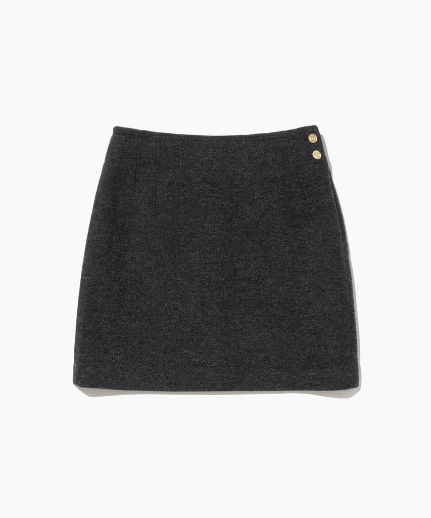 Tudument Wool Tweed Mini Skirt Charcoal