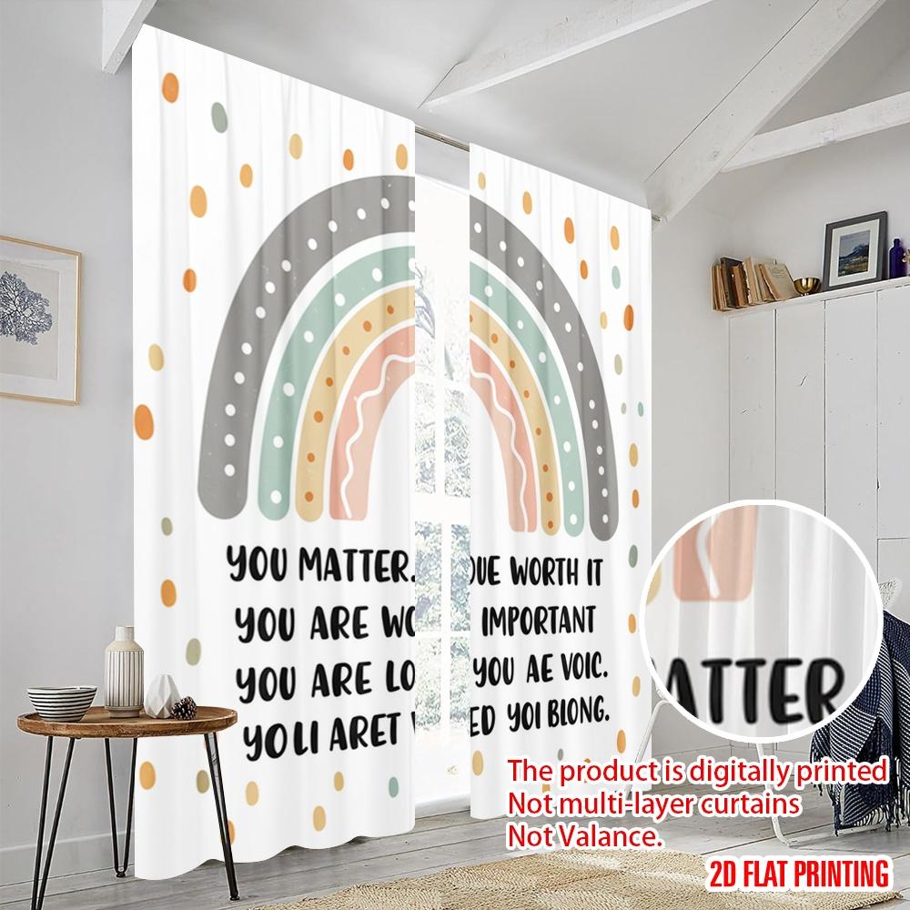 2pcs 2D Flat Printing Drapes Classroom Rainbow You Matter Fabric Without Electricity Party Decorations Perfect for Room Decor