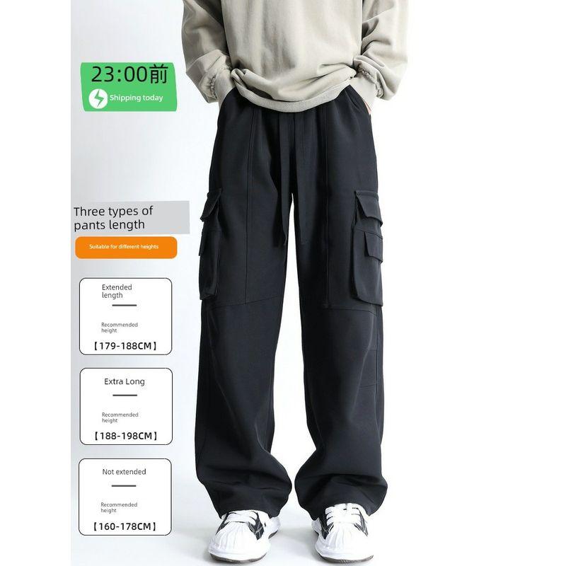 Pants for Men, Autumn Season, Thickened, High Street Fashion Brand, Tactical Pants with a Sense of Design, Loose Straight-Leg Long Pants