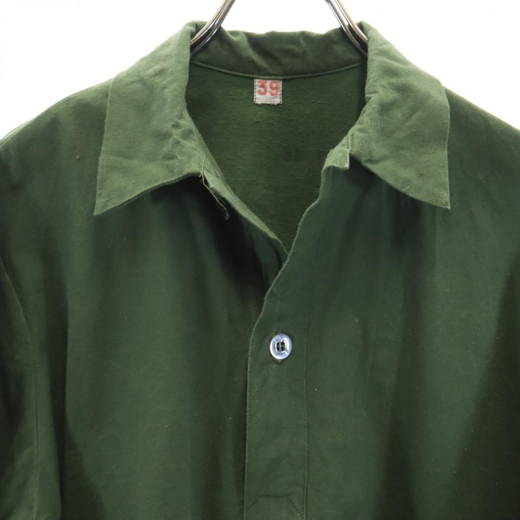 Euro Militär Vintage Langarm Halbknopfhemd Khaki Militär Herren Gebraucht